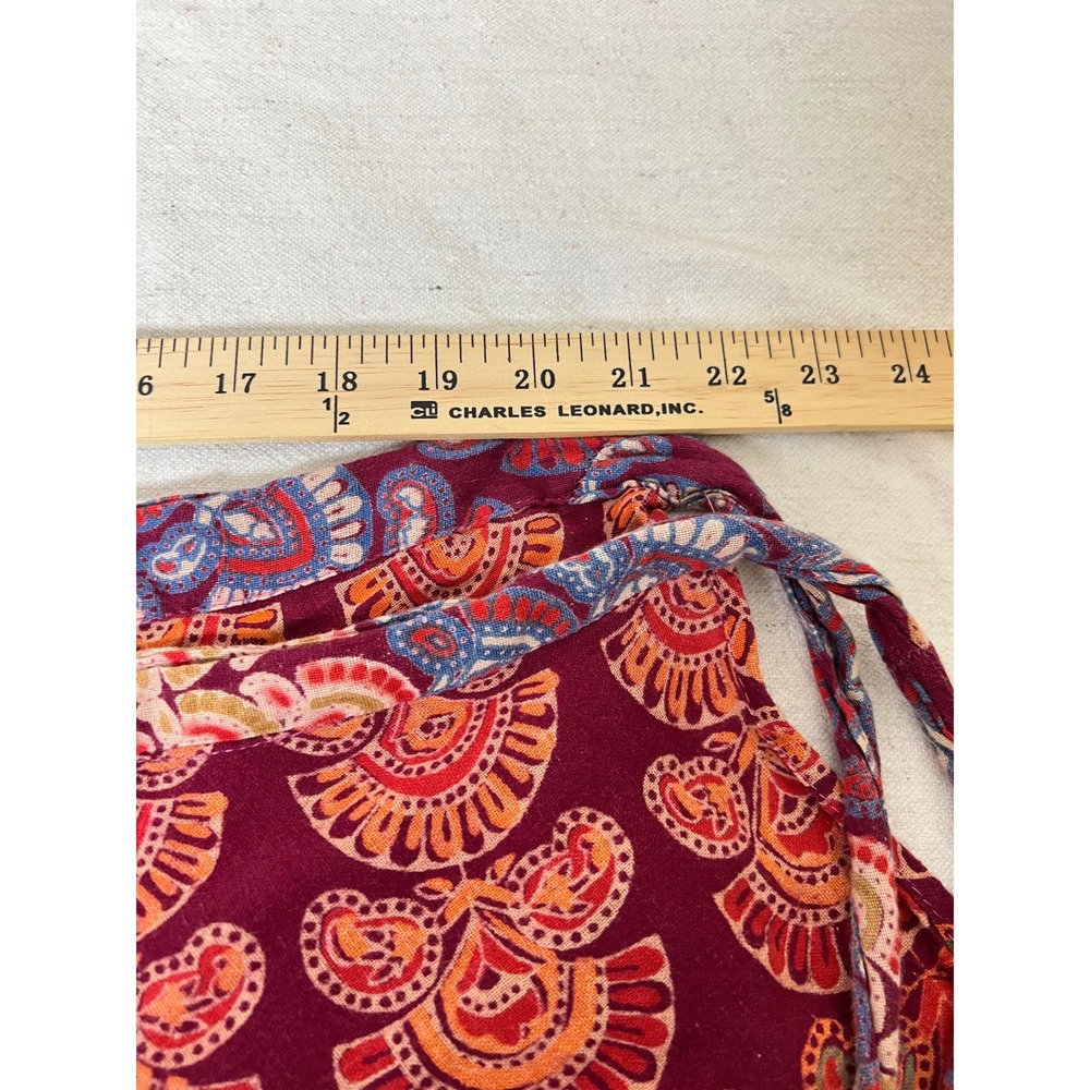 Boho Wrap Midi Skirt Burgundy Floral Block Print Tie Waist Handmade Look
Cotton - Picture 5 of 7